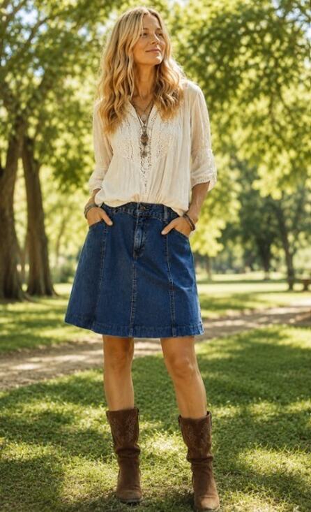 GAP Dresses & Skirts - Gap Denim Blue Jean Sz 4 Pockets Belt Women’s Prairie Yellowstone Skirt bohemian